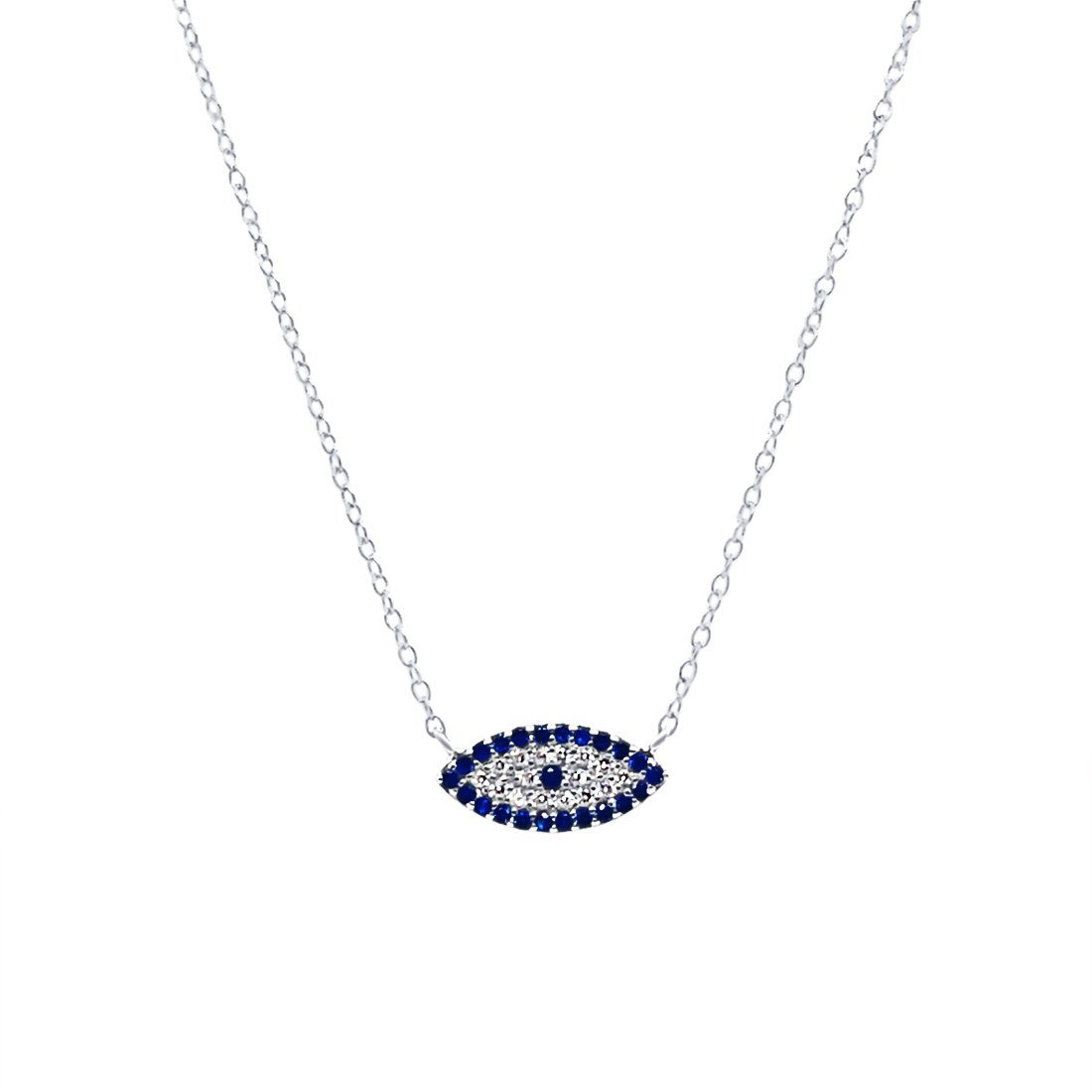 Evil Eye Necklace with Cubic Zirconia in Sterling Silver Necklaces Bevilles