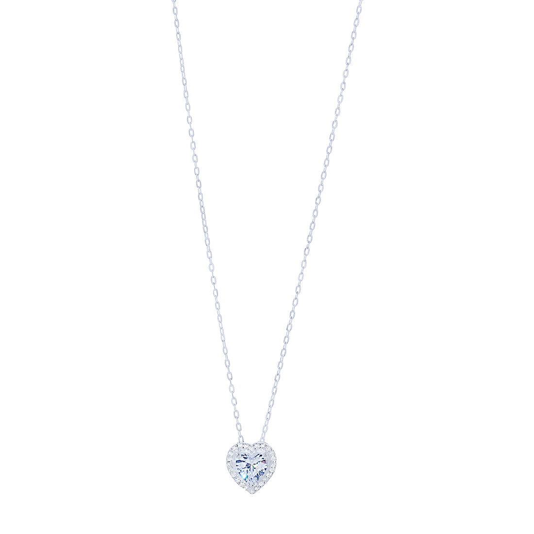 Sterling Silver Heart Necklace with Cubic Zirconia Necklaces Bevilles 