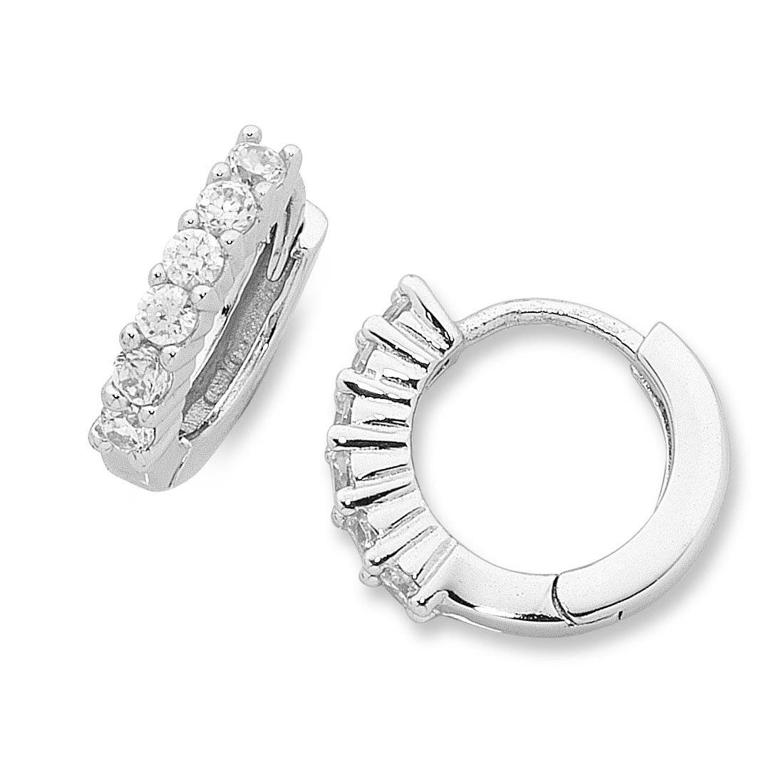 Sterling Silver Cubic Zirconia Hoop Earrings Earrings Bevilles