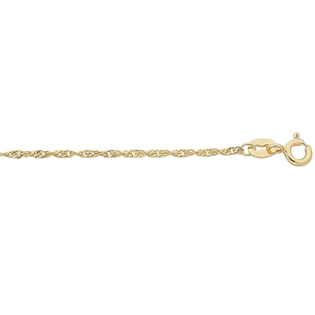 9kt Yellow Gold Fine Singapore Twist Chain Necklace 40cm