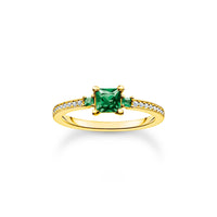 THOMAS SABO Ring with green and white stones gold Rings Thomas Sabo