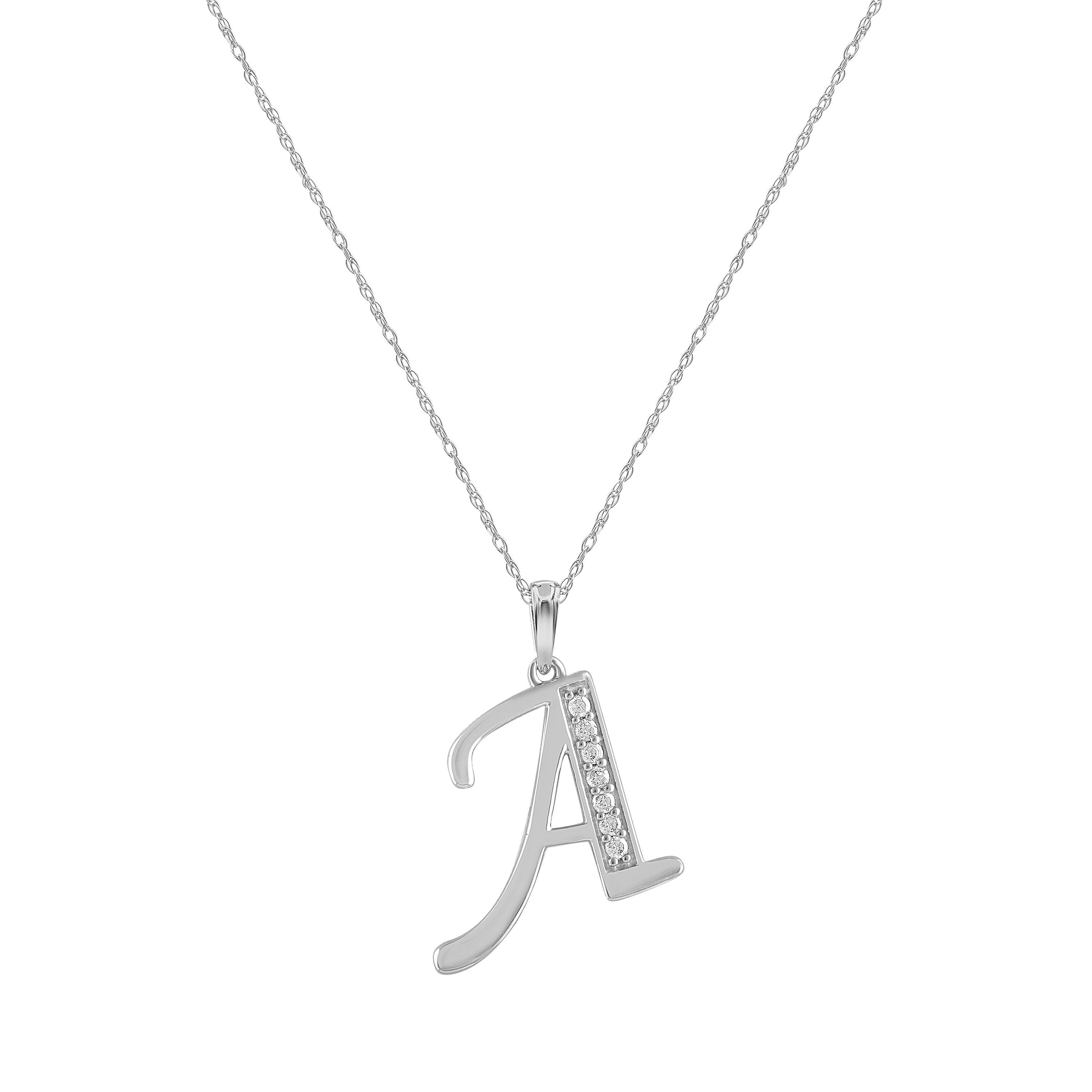 Diamond Initial Necklace in Sterling Silver Necklaces Bevilles A