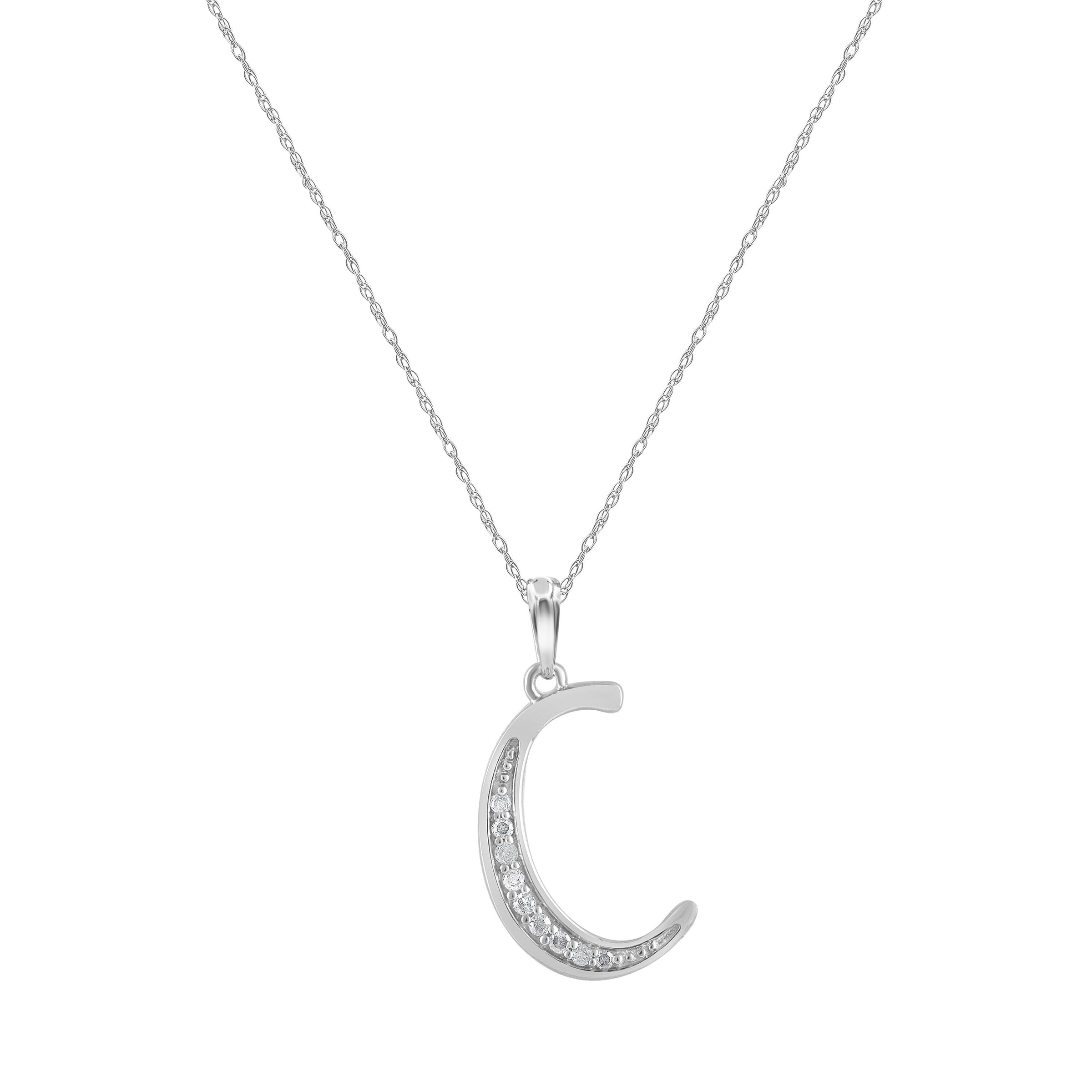 Diamond Initial Necklace in Sterling Silver Necklaces Bevilles C