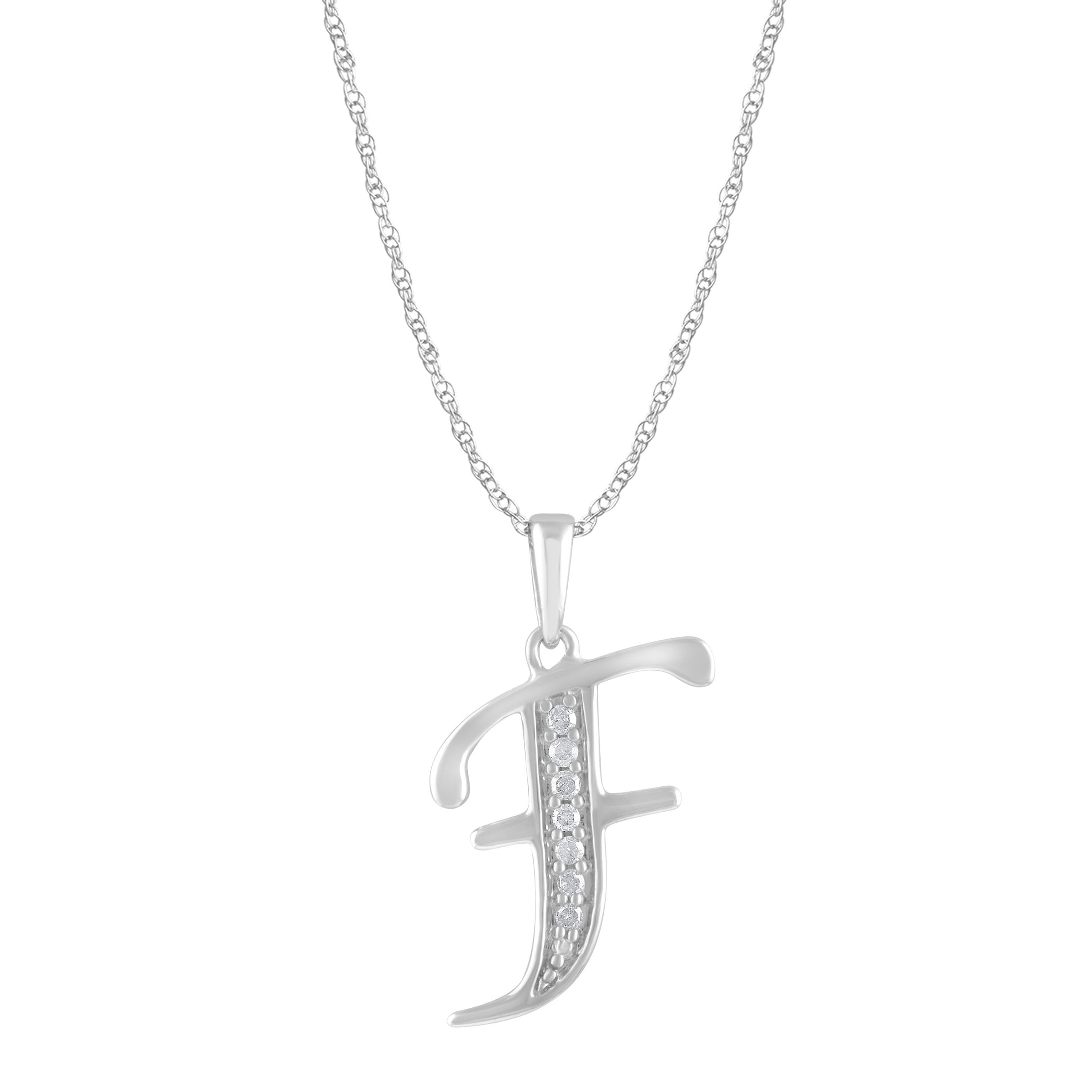 Diamond Initial Necklace in Sterling Silver Necklaces Bevilles F