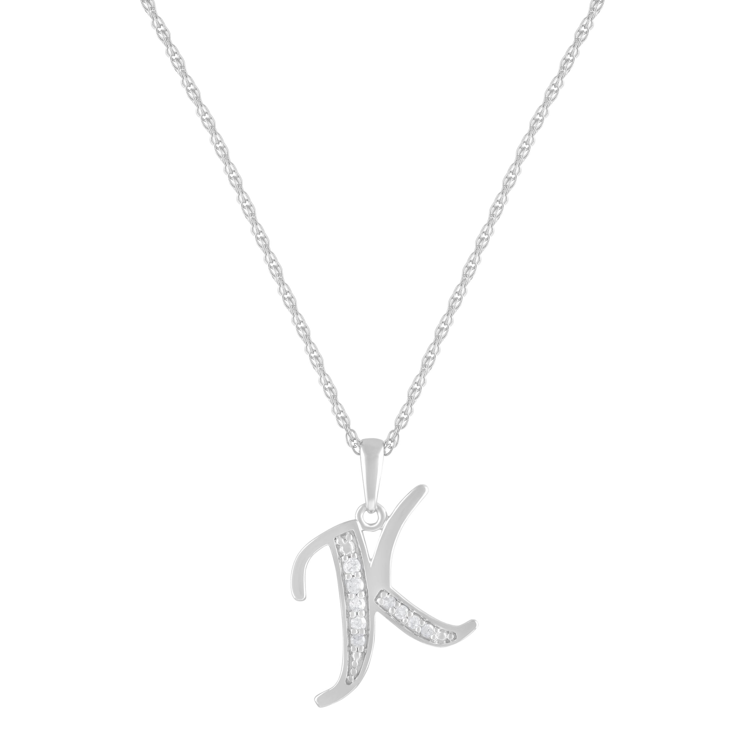 Diamond Initial Necklace in Sterling Silver Necklaces Bevilles K