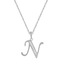 Diamond Initial Necklace in Sterling Silver Necklaces Bevilles N