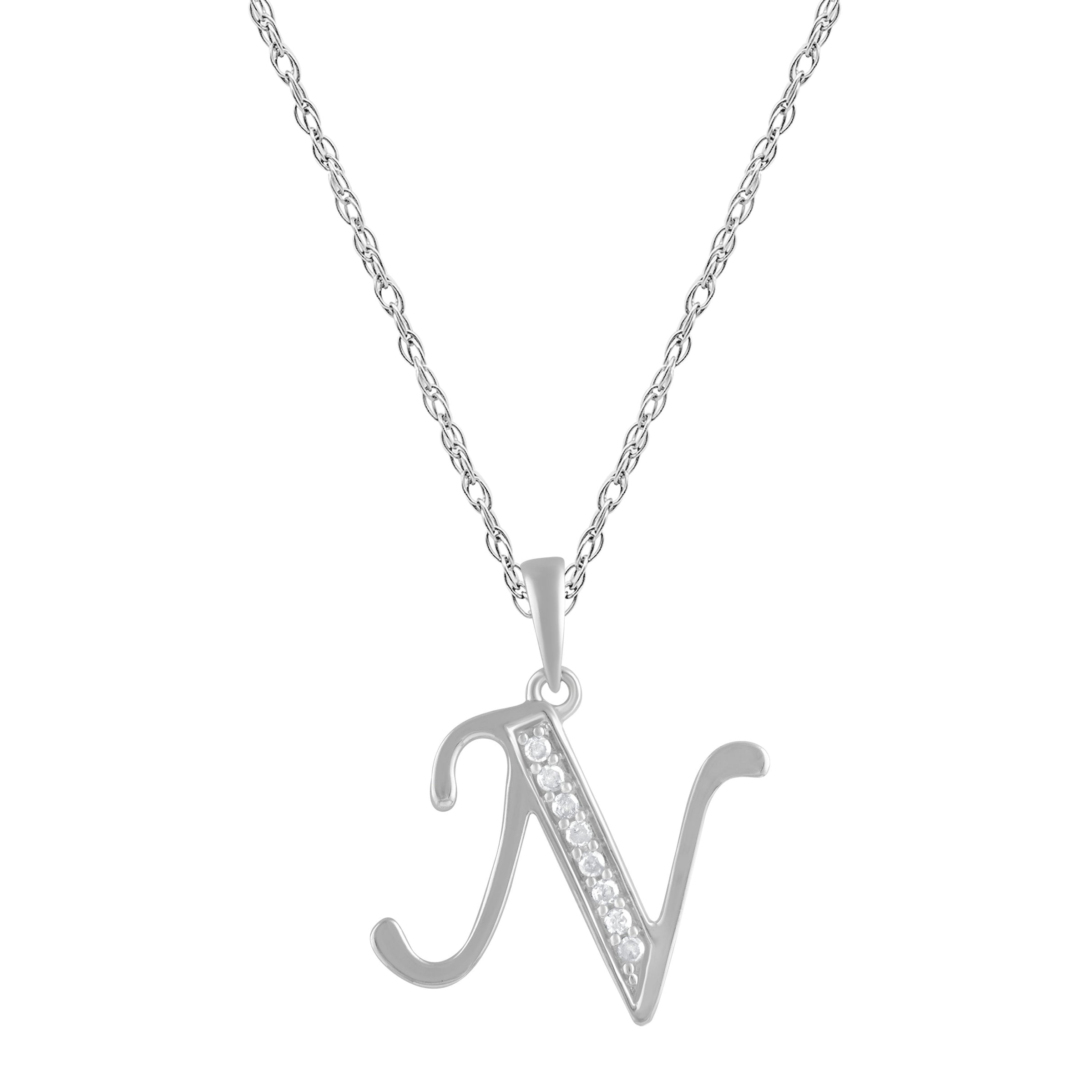 Diamond Initial Necklace in Sterling Silver Necklaces Bevilles N