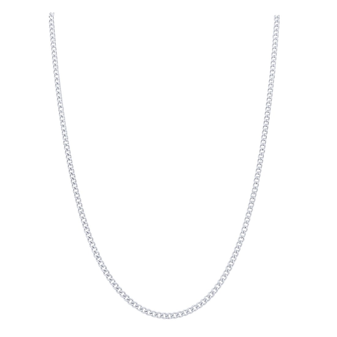 9ct White Gold Fine Diamond Cut Curb Chain Necklace 50cm Necklaces Bevilles