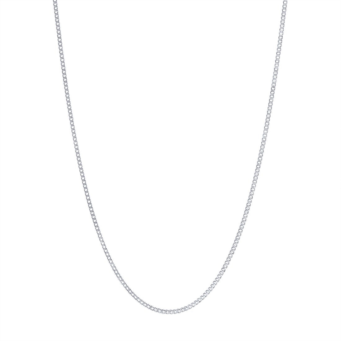 9ct White Gold Diamond Cut Curb Chain Necklace 50cm Necklaces Bevilles
