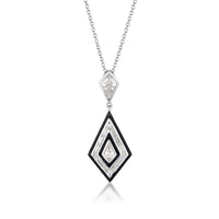 GEORGINI REFLECTION ART DECO PENDANT SILVER & BLACK ENAMEL Georgini