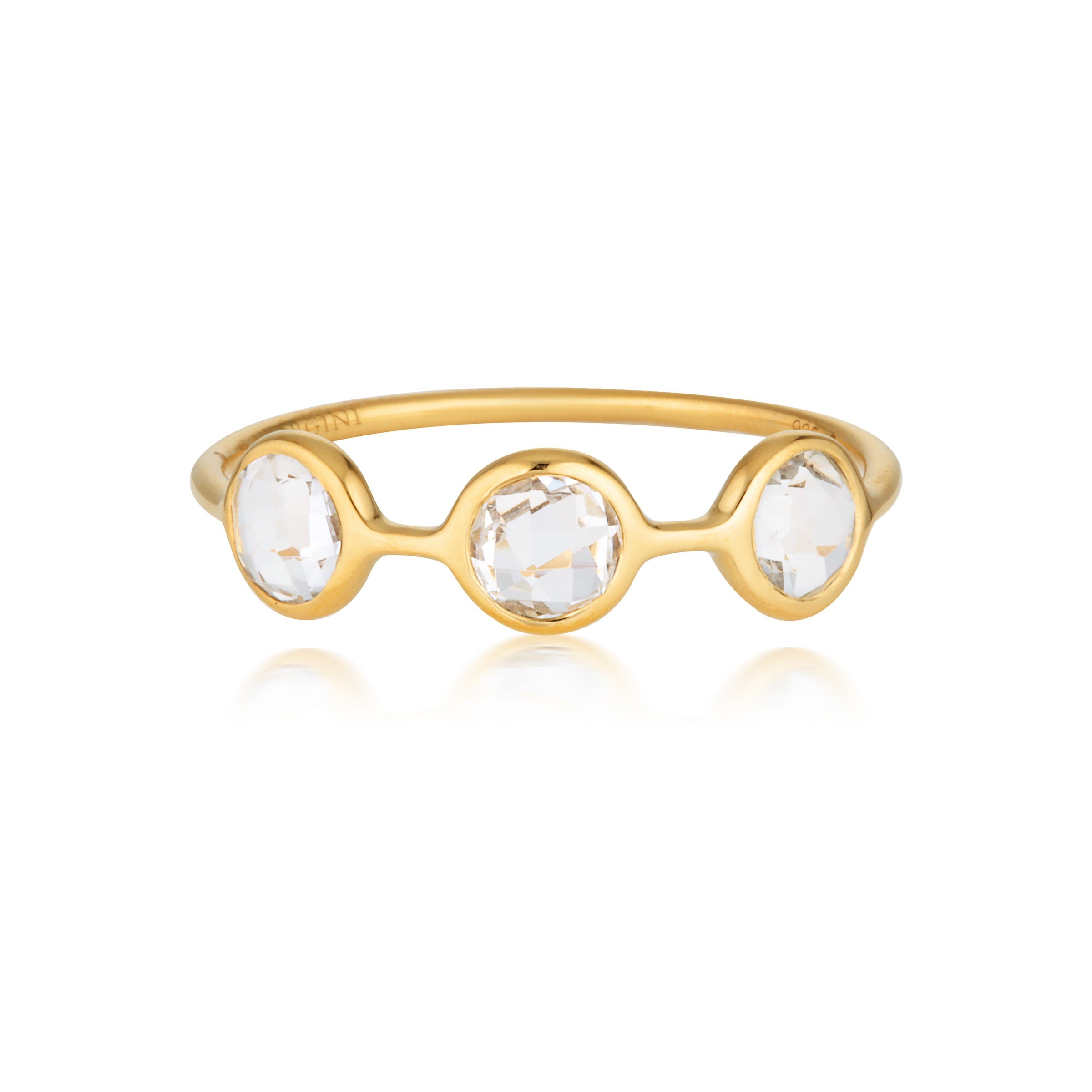 Georgini - Kiklo Yellow Gold White Topaz Ring Bevilles Jewellers 5