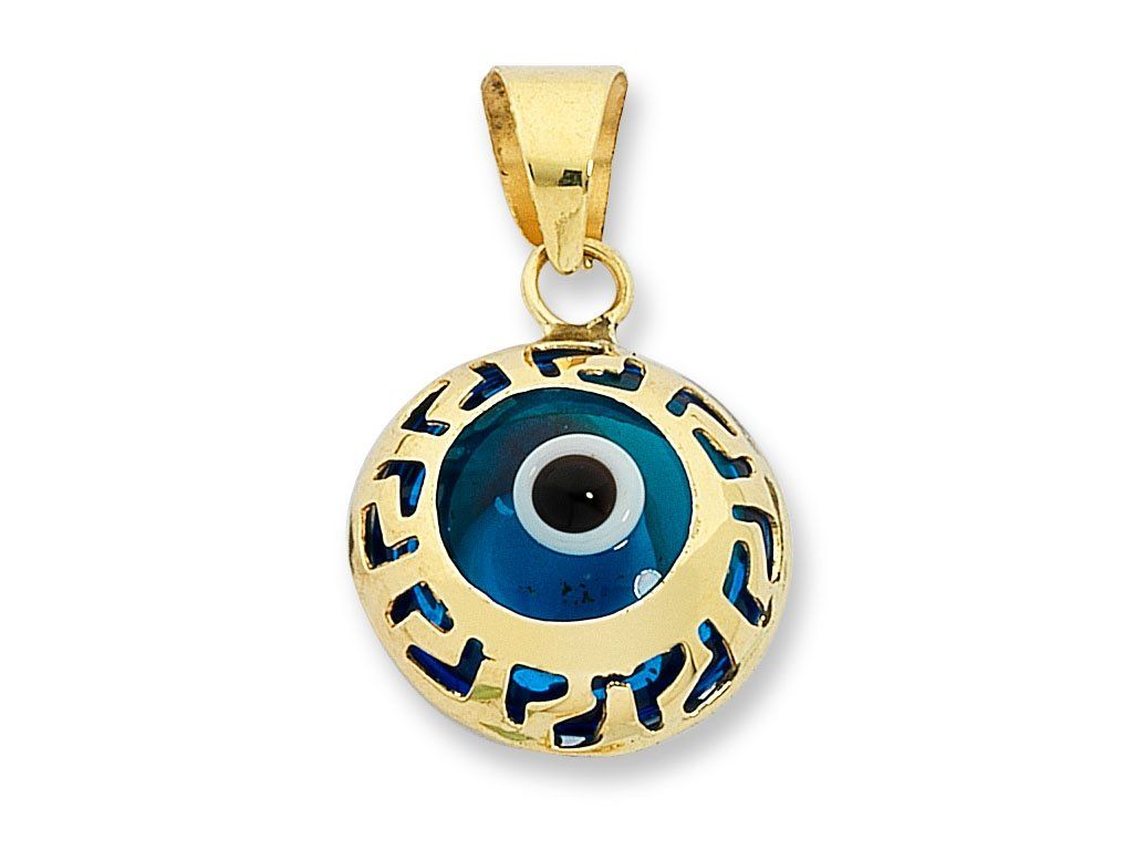 9ct Yellow Gold Evil Eye Pendant Necklaces Bevilles