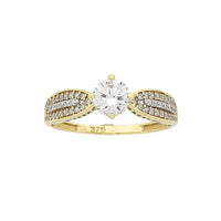 9ct Yellow Gold Cubic Zirconia Ring with Tapered Shoulders Rings Bevilles