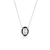 GEORGINI REFLECTION OVAL PENDANT SILVER & BLACK ENAMEL Georgini
