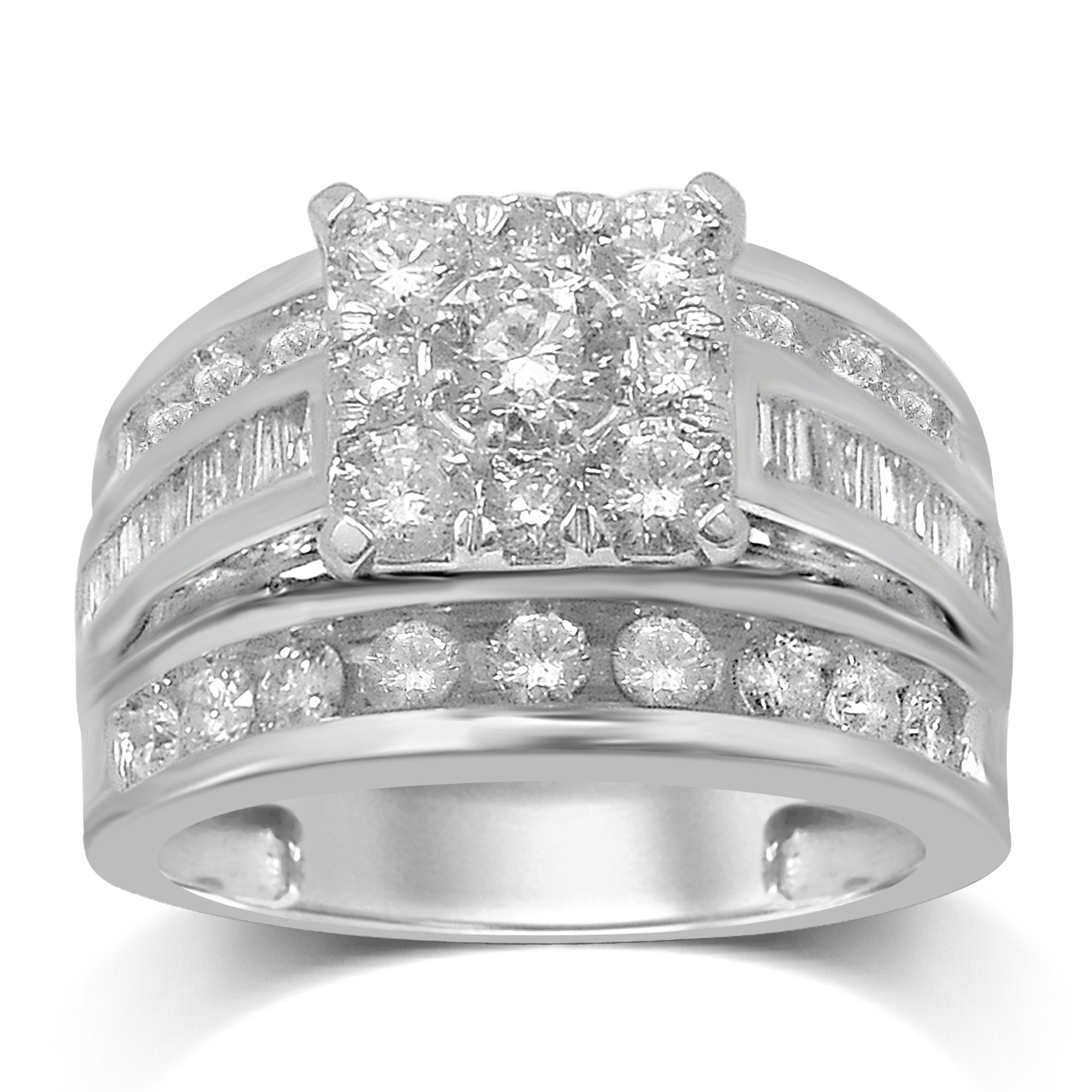 Brilliant Baguette Ring with 2.00ct of Diamonds in 9ct White Gold Rings Bevilles