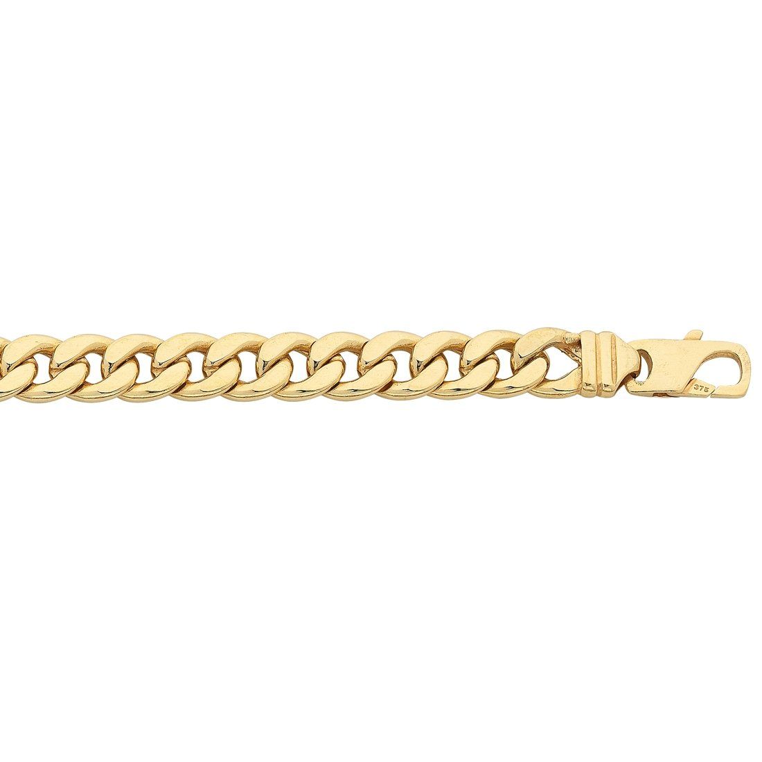 9kt Yellow Gold Silver Infused Flat Curb Bracelet 21cm