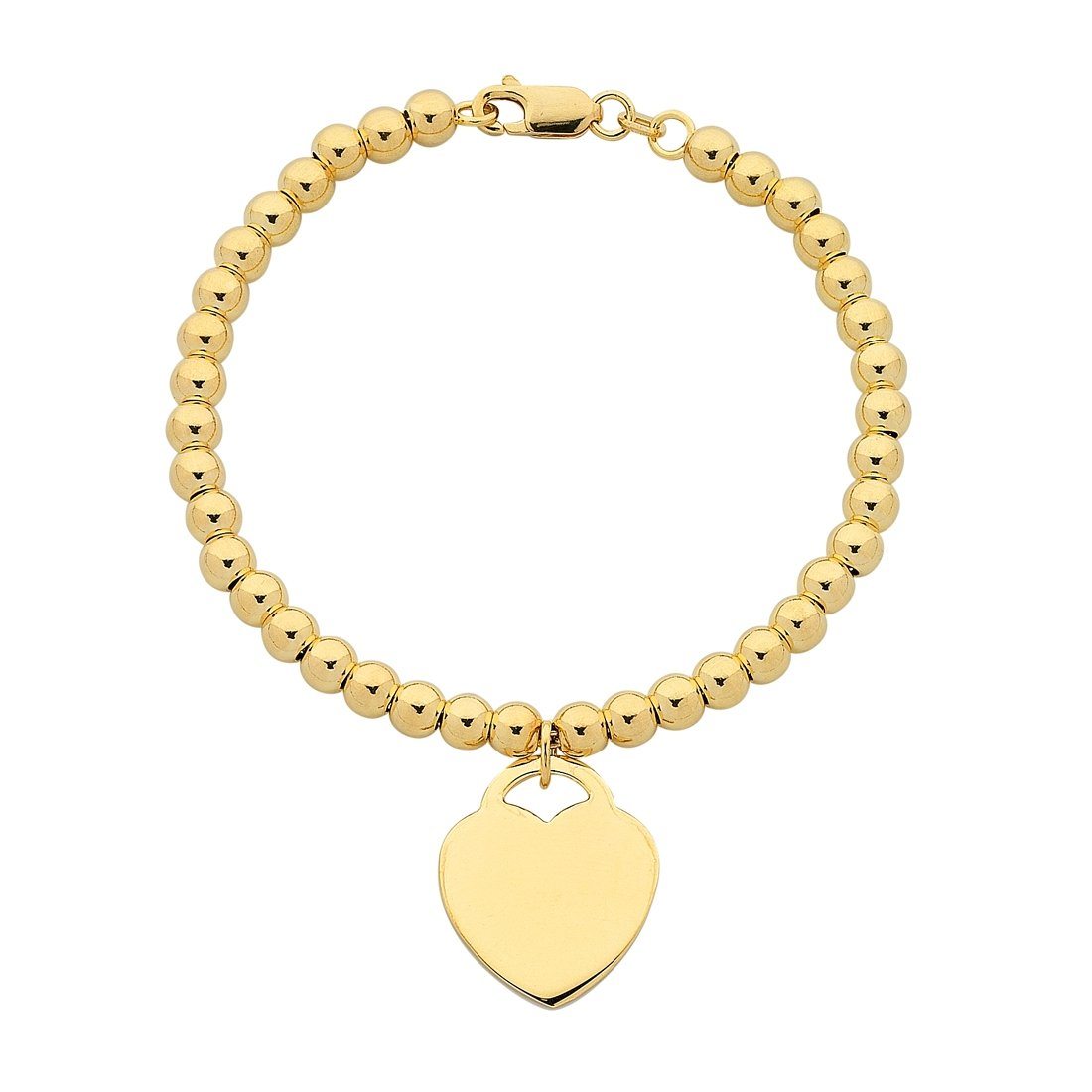 9ct Yellow Gold Silver Infused Rolo Bead Bracelet Bracelets Bevilles