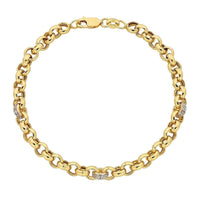 9ct Yellow Gold Silver Infused Cubic Zirconia Set Belcher Bracelet Bracelets Bevilles