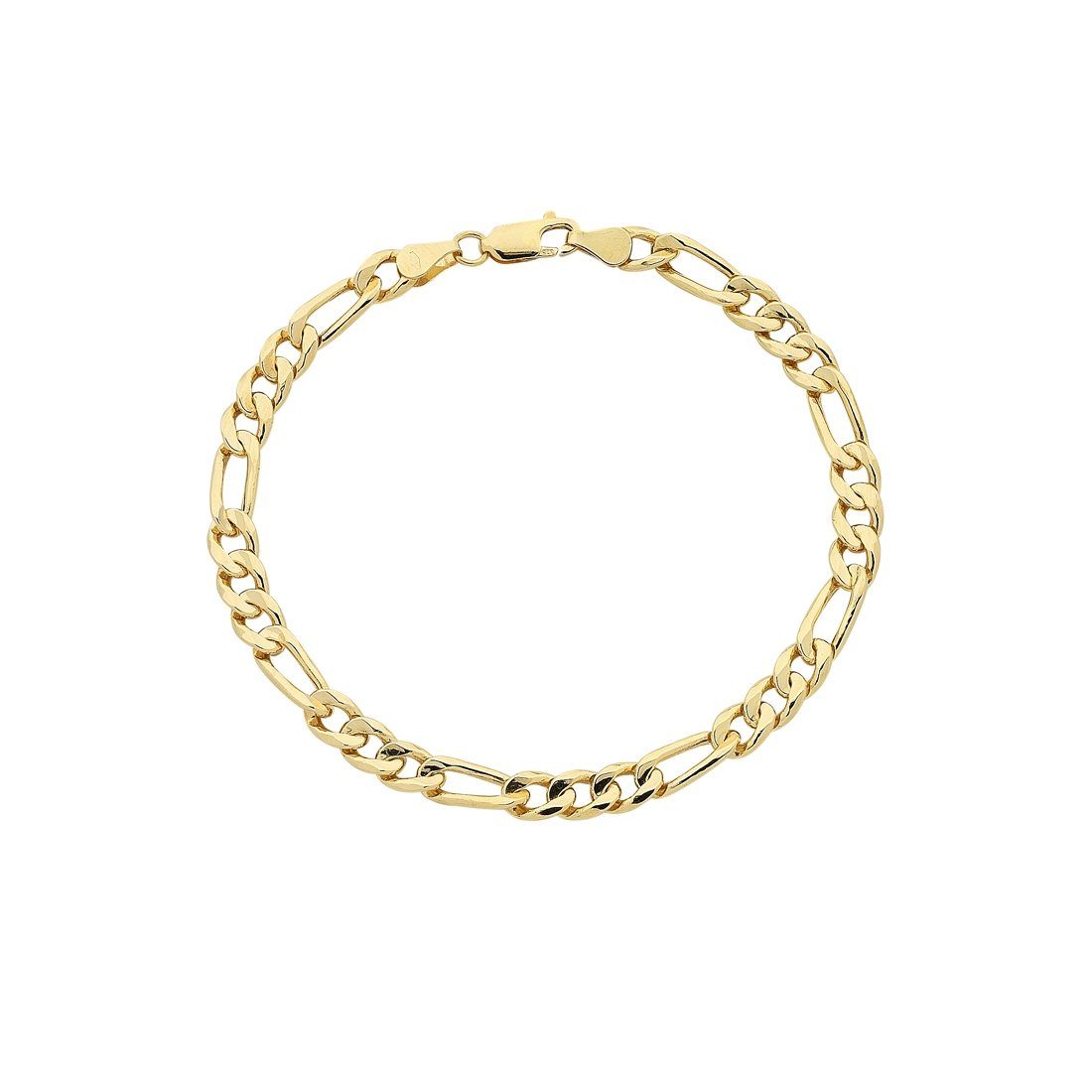 9ct Yellow Gold Silver Infused Figaro Bracelet Bracelets Bevilles