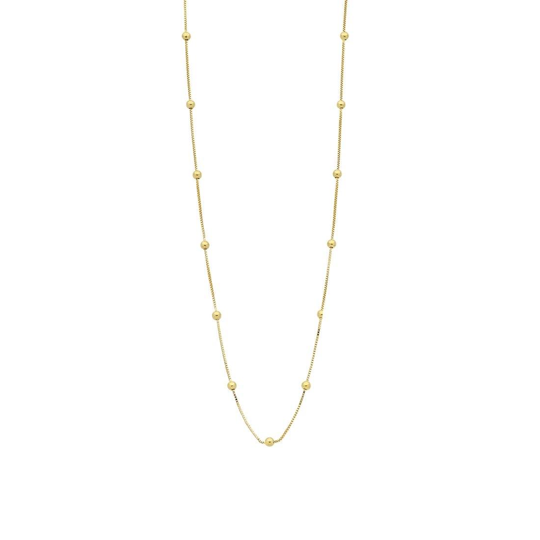 9ct Yellow Gold Silver Infused Chain And Ball Necklace 45cm Necklaces Bevilles
