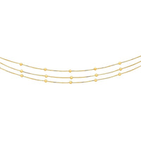 9ct Yellow Gold Silver Infused Triple Row Beaded Ball Necklace Necklaces Bevilles