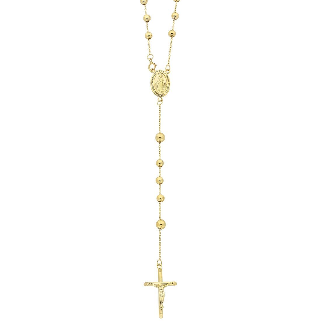 9ct Yellow Gold Silver Infused Rosary Beads Crucifix Cross Necklace Necklaces Bevilles