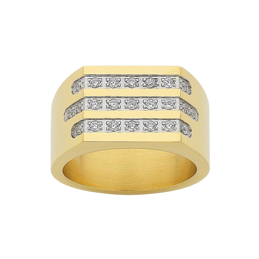 Stainless Steel Gold Colour Crystal Mens Ring Rings Bevilles