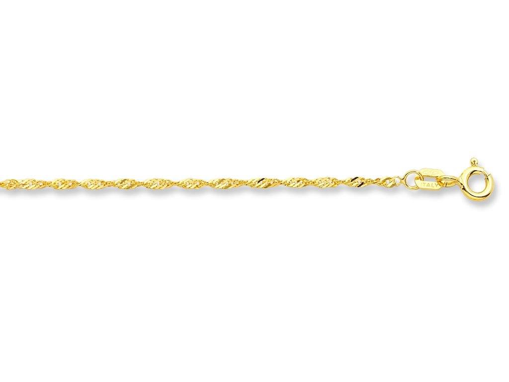 9ct Yellow Gold Singapore Chain Necklace 40cm Necklaces Bevilles