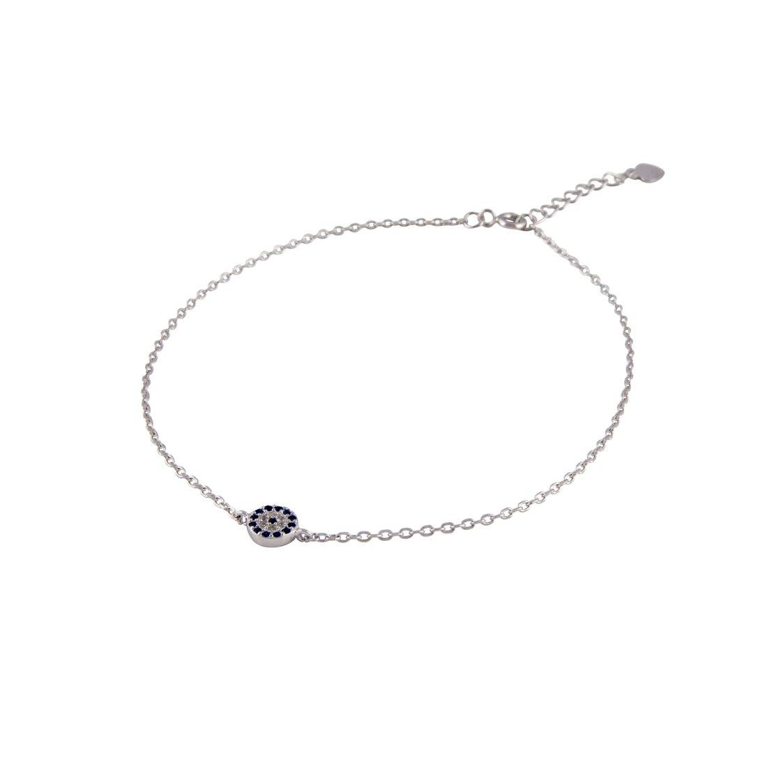Sterling Silver White and Blue Cubic Zirconia Evil Eye Bracelet Bracelets Bevilles