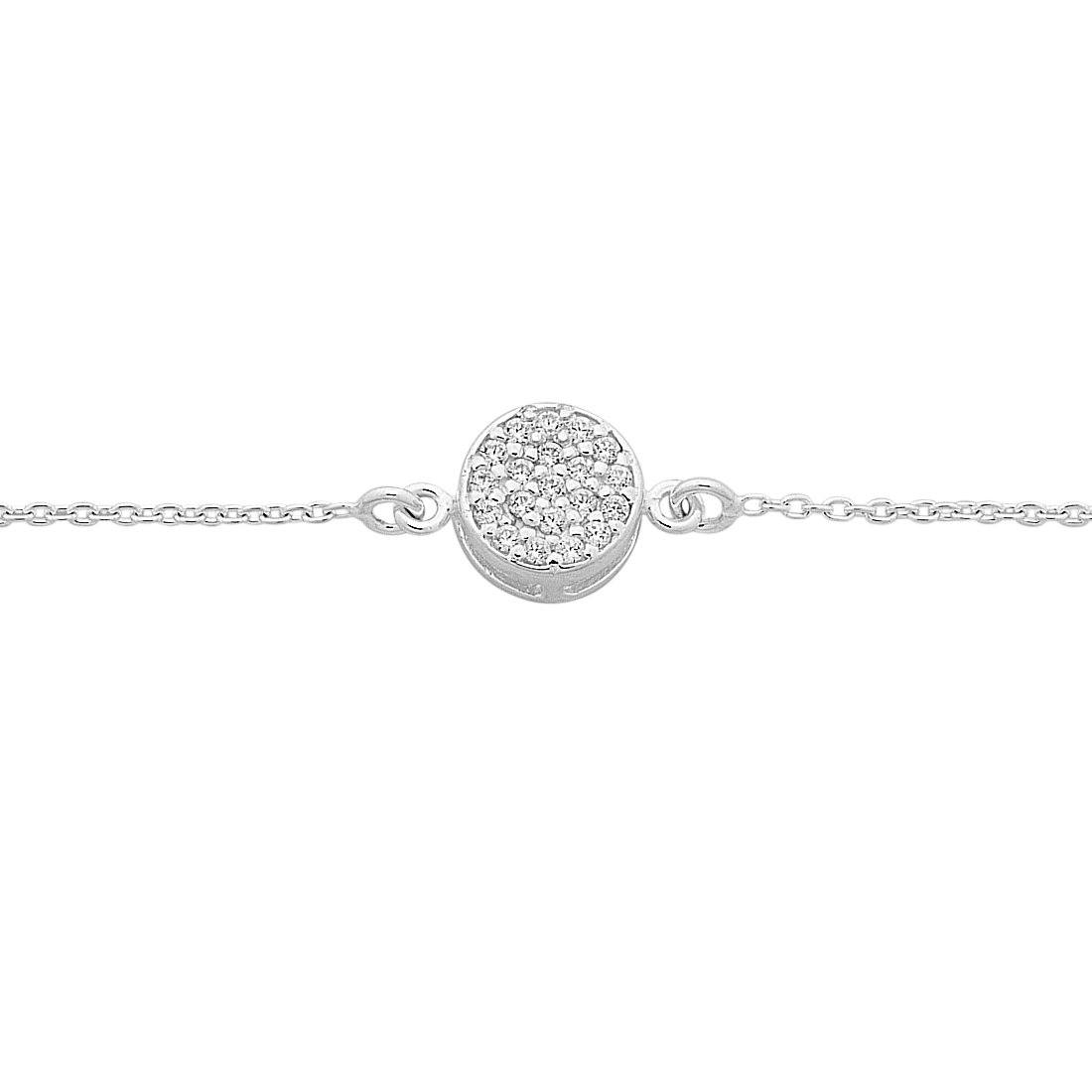 Sterling Silver Cubic Zirconia Pave Disc Bracelet Bracelets Bevilles