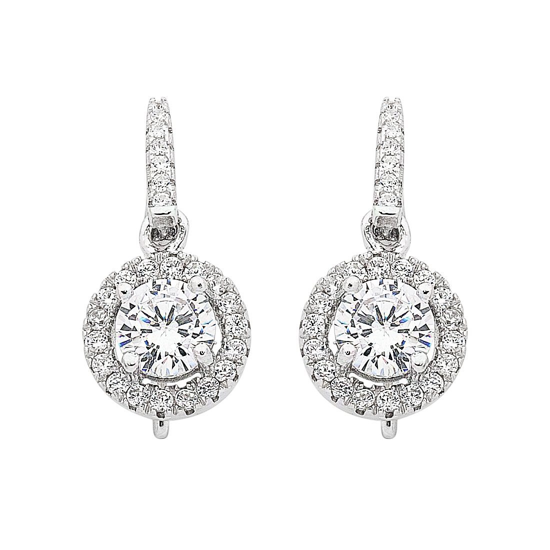 Sterling Silver Cubic Zirconia Hook Drop Earrings Earrings Bevilles