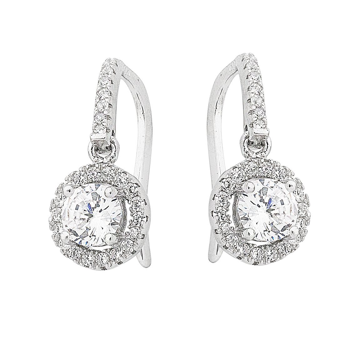 Sterling Silver Cubic Zirconia Hook Drop Earrings Earrings Bevilles
