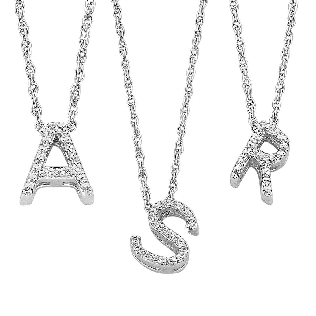Sterling Silver Cubic Zirconia Initial Necklace Necklaces Bevilles
