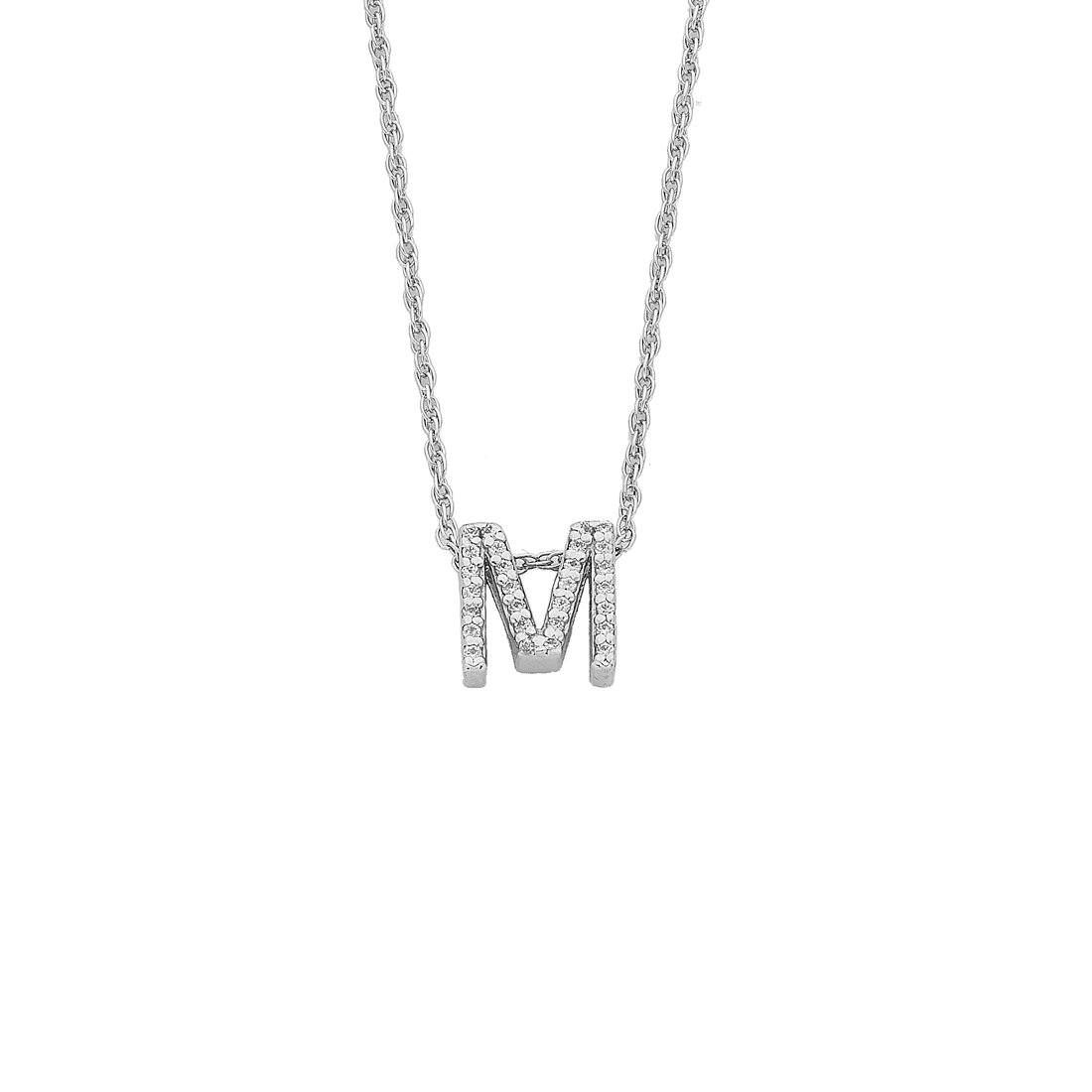 Sterling Silver Cubic Zirconia Initial Necklace Necklaces Bevilles M