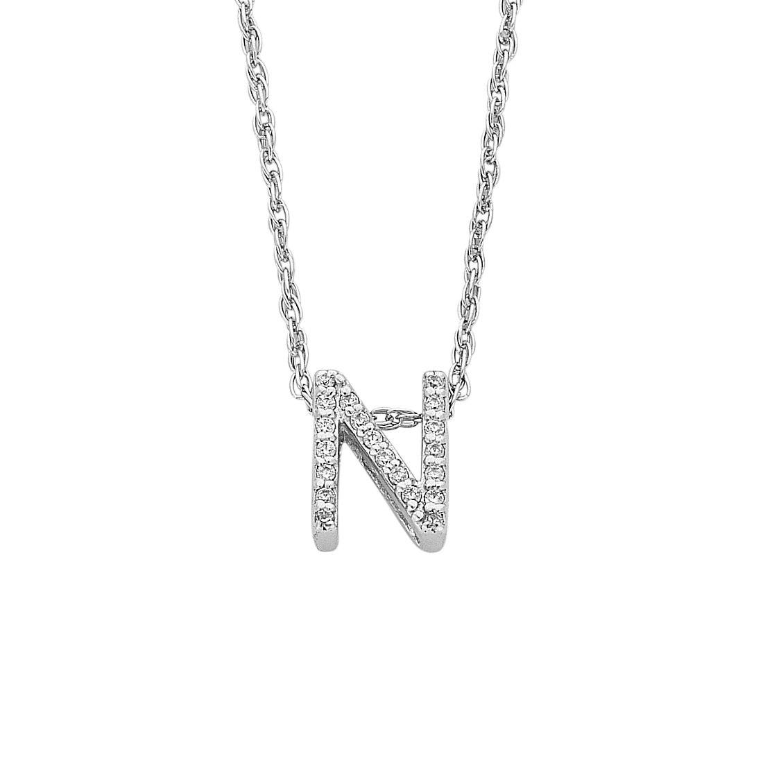 Sterling Silver Cubic Zirconia Initial Necklace Necklaces Bevilles N