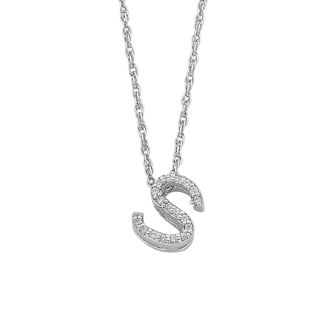 Sterling Silver Cubic Zirconia Initial Necklace Necklaces Bevilles
