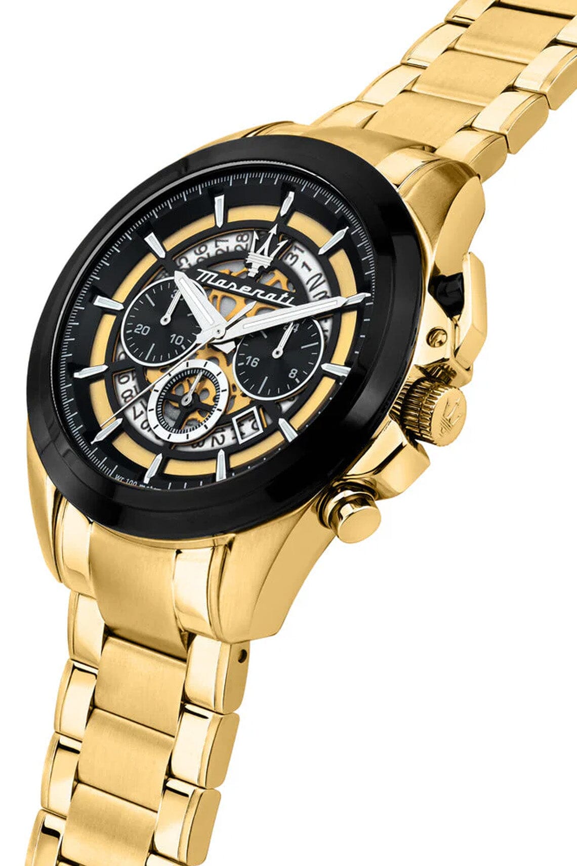 Maserati Traguardo 45mm Chronograph Gold Stainless Steel Strap Watch Watches Maserati 