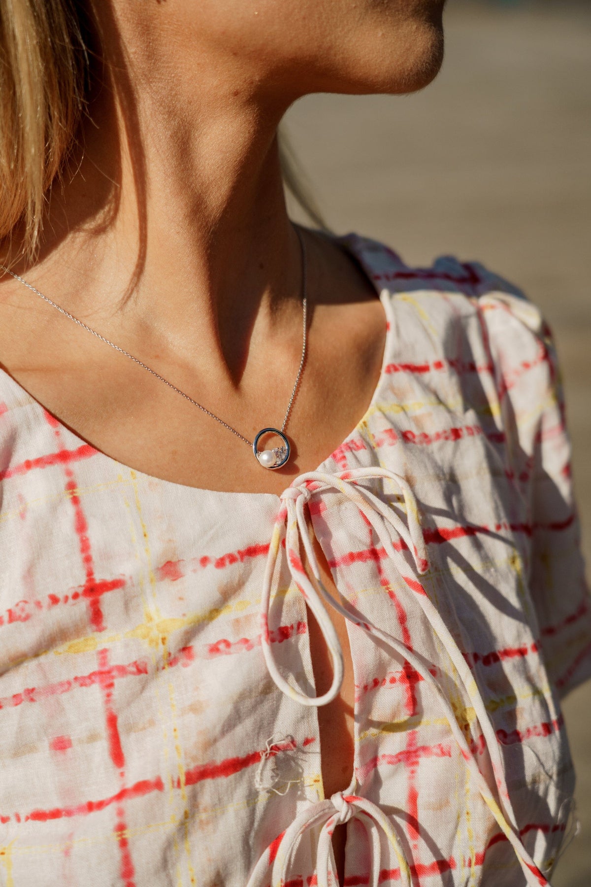 CHIC NOEL FRESHWATER PEARL LARIAT SILVER Bevilles Jewellers 