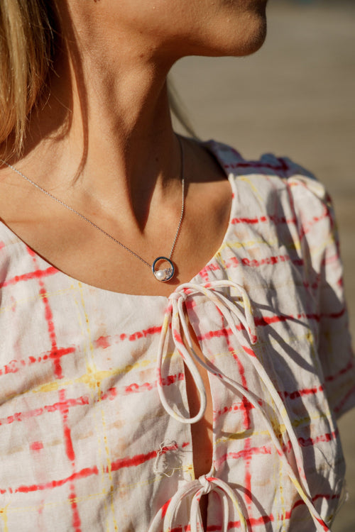 CHIC NOEL FRESHWATER PEARL LARIAT SILVER Bevilles Jewellers 