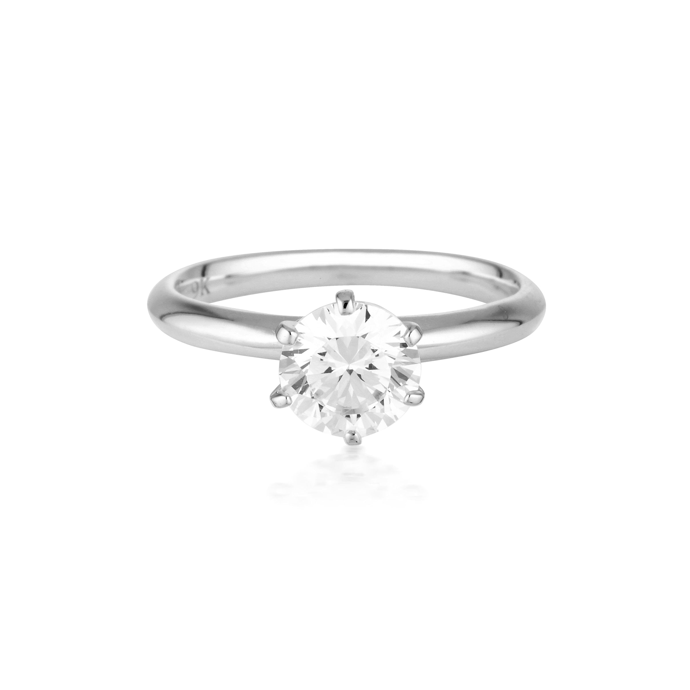Georgini Round Brilliant Cut 1.25ct Solitaire with Knife Edge Band in White Gold Bevilles Jewellers 