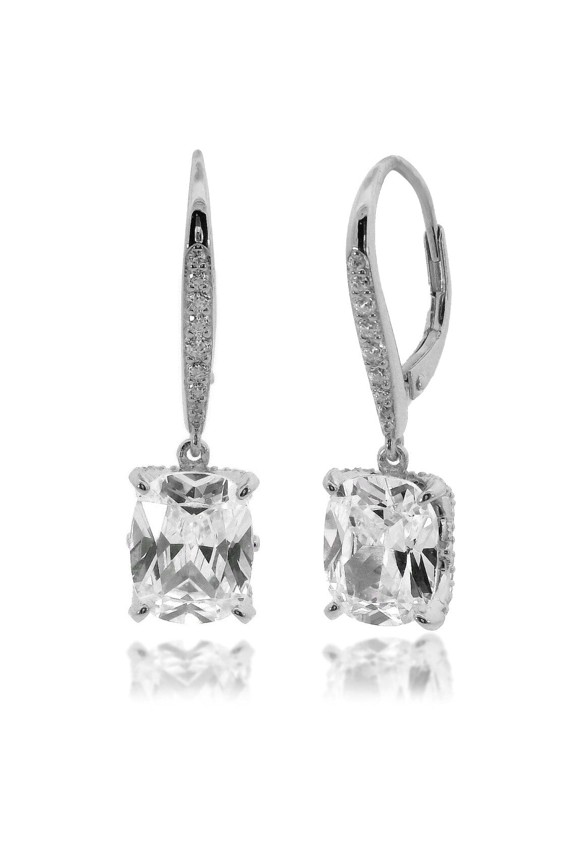 SYDNEY SOIRÉE ELAINE CUSHION CUT DROP EARRINGS SILVER Bevilles Jewellers 