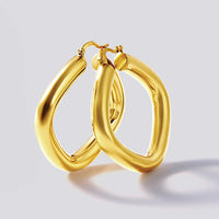 9ct Yellow Gold Silver Infused Large Square Tube Hoop Earrings Bevilles Jewellers 