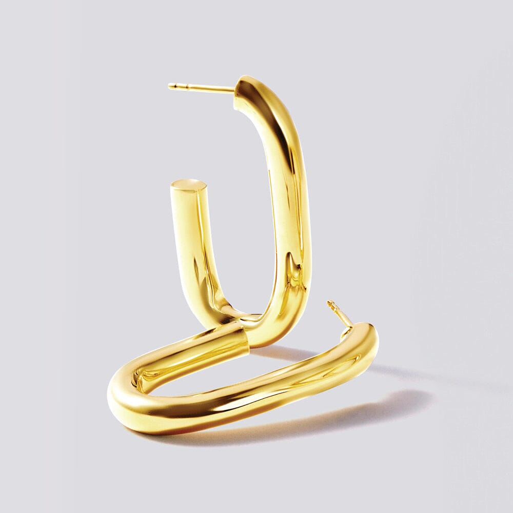 9ct Yellow Gold Silver Infused Open Back Tube Oval Hoop Earrings Earrings Bevilles Jewellers 