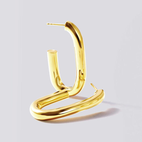 9ct Yellow Gold Silver Infused Open Back Tube Oval Hoop Earrings Earrings Bevilles Jewellers 