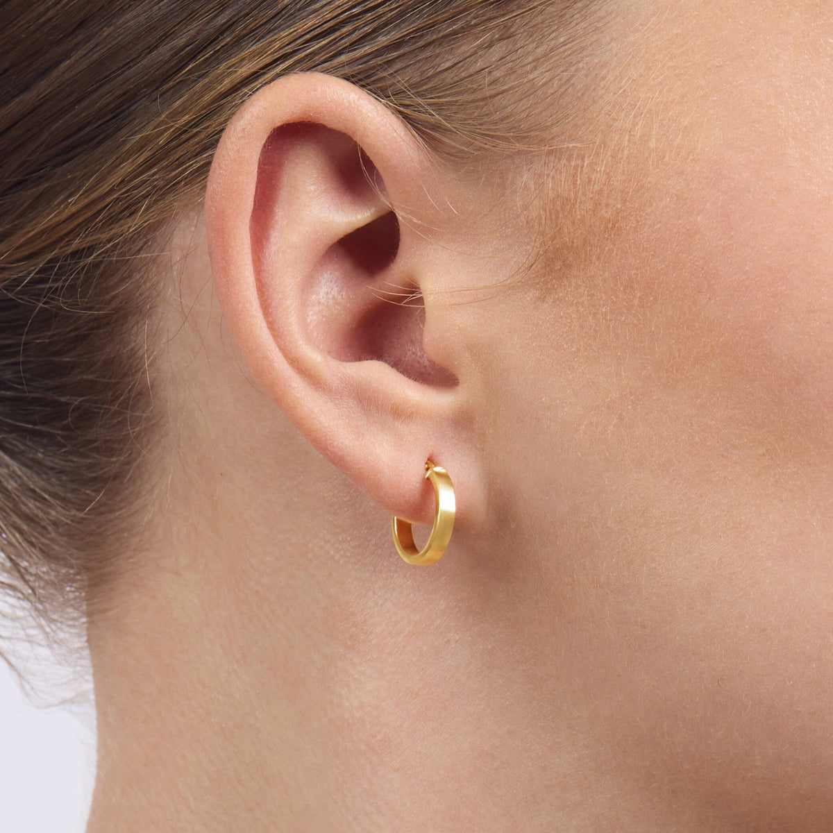 9ct Yellow Gold Silver Infused Square Hoop Earrings- 2mm x10mm Earrings Bevilles 