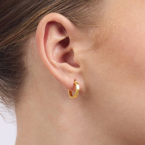 9ct Yellow Gold Silver Infused Square Hoop Earrings- 2mm x10mm Earrings Bevilles 