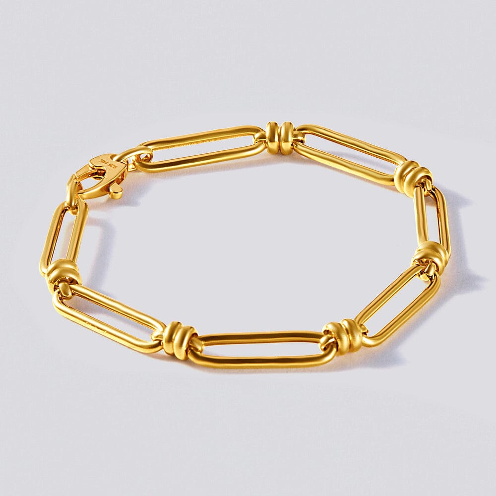 9ct Yellow Gold Silver Infused Paperclip Bracelet Bevilles Jewellers 
