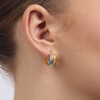 9ct Two Tone Silver Infused Hoop Earrings- 3mm x 16mm Earrings Bevilles 