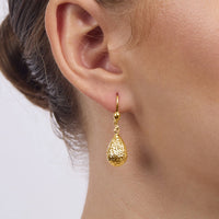 9ct Yellow Gold Silver Infused Pear Drop Earrings Earrings Bevilles 