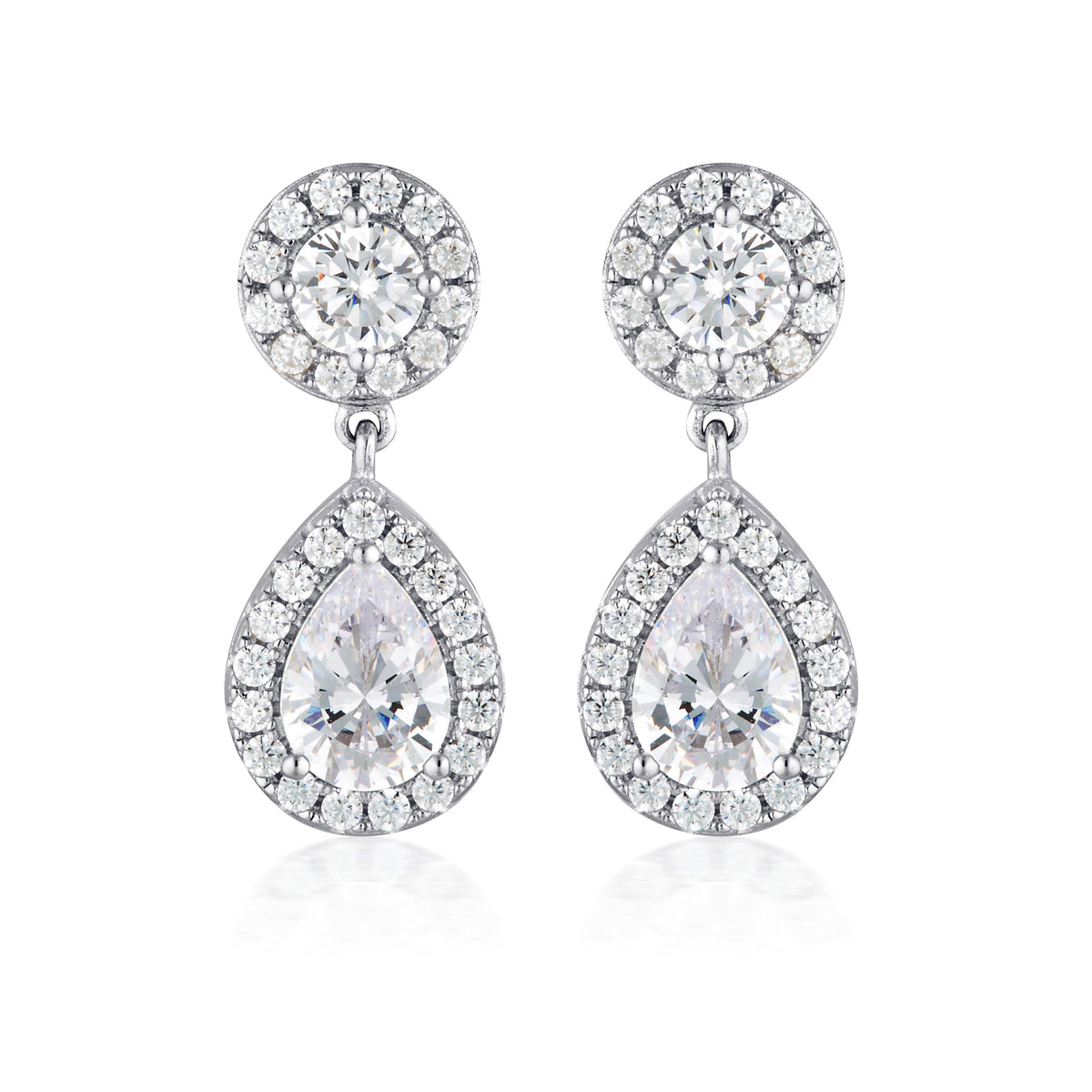 Georgini White Cubic Zirconia Rhodium Silver 3mm Earrings Earrings Georgini 